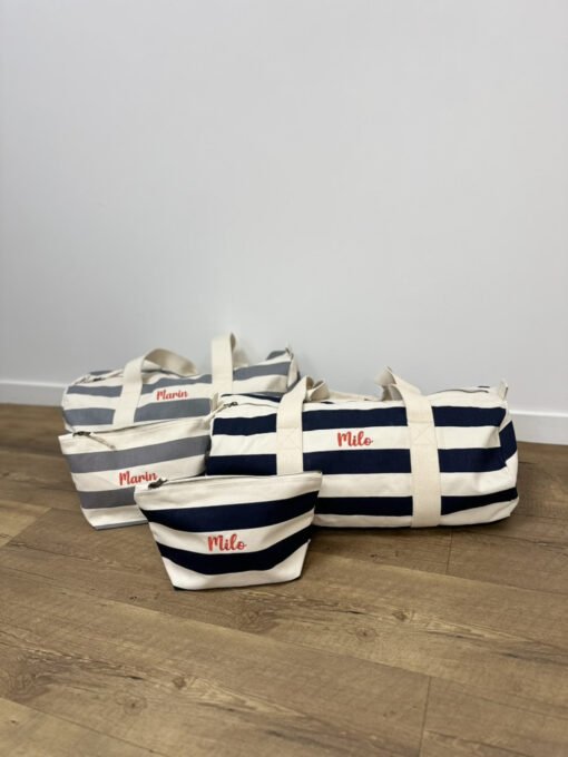 Sac polochon marinière - bleu marine – Image 3