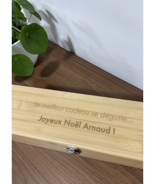 Coffret vin en bois - Noël - Les doigts dans le nez