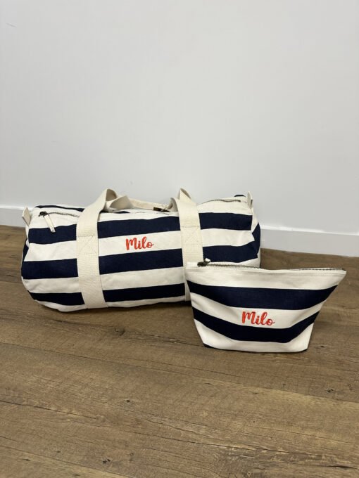 Sac polochon marinière - bleu marine