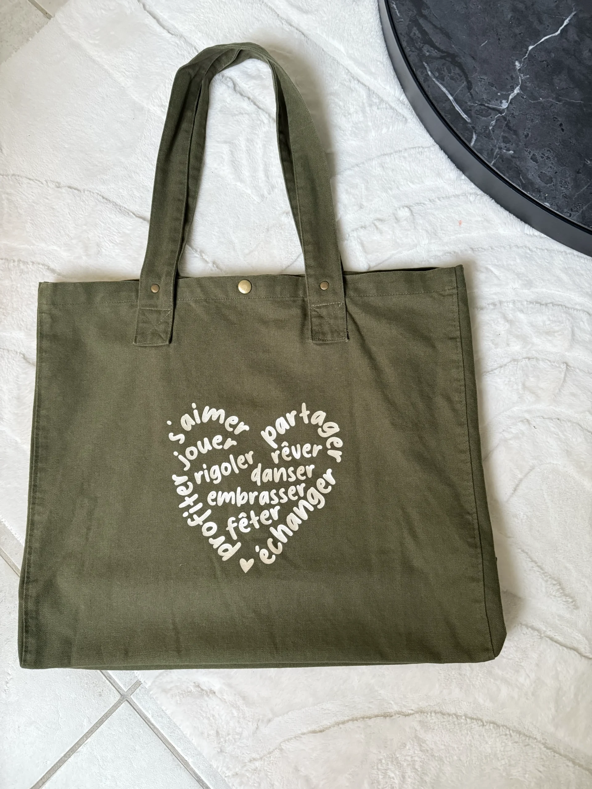 sac cabas kaki personnalisé