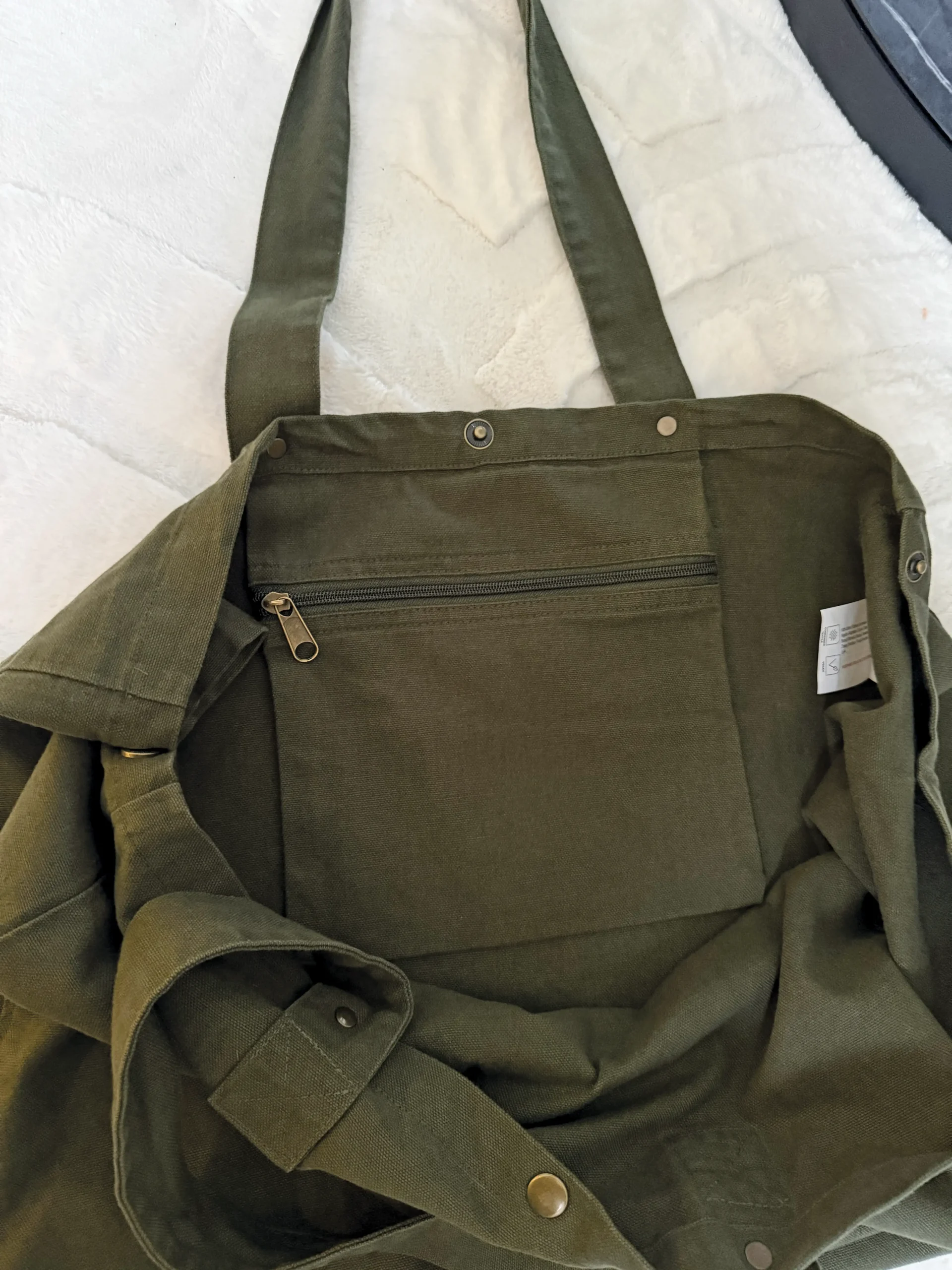 Grand sac cabas - kaki / coeurs – Image 3