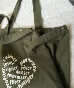 Alternative view of Grand sac cabas - kaki / coeurs