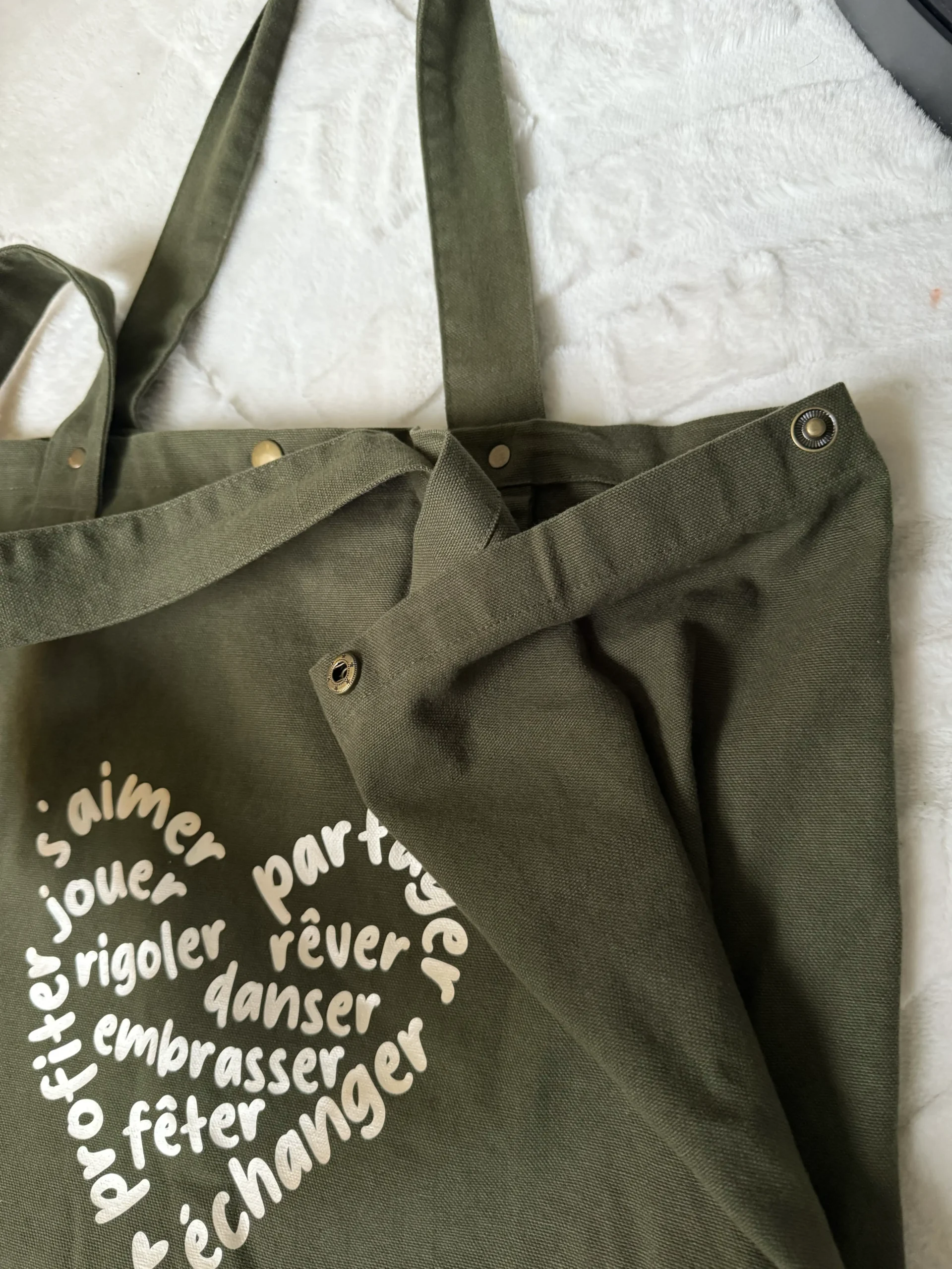 Grand sac cabas - kaki / coeurs – Image 2