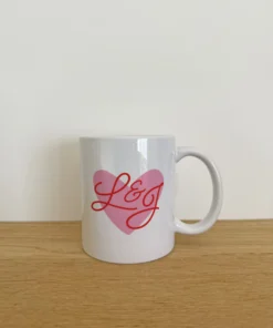 Mug - Cœur rose & initiales calligraphiées