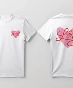 Alternative view of Tee-shirt femme personnalisé – Cœur rose (devant & dos)