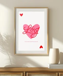 Affiche - Saint-Valentin Cœur rose & initiales calligraphiées
