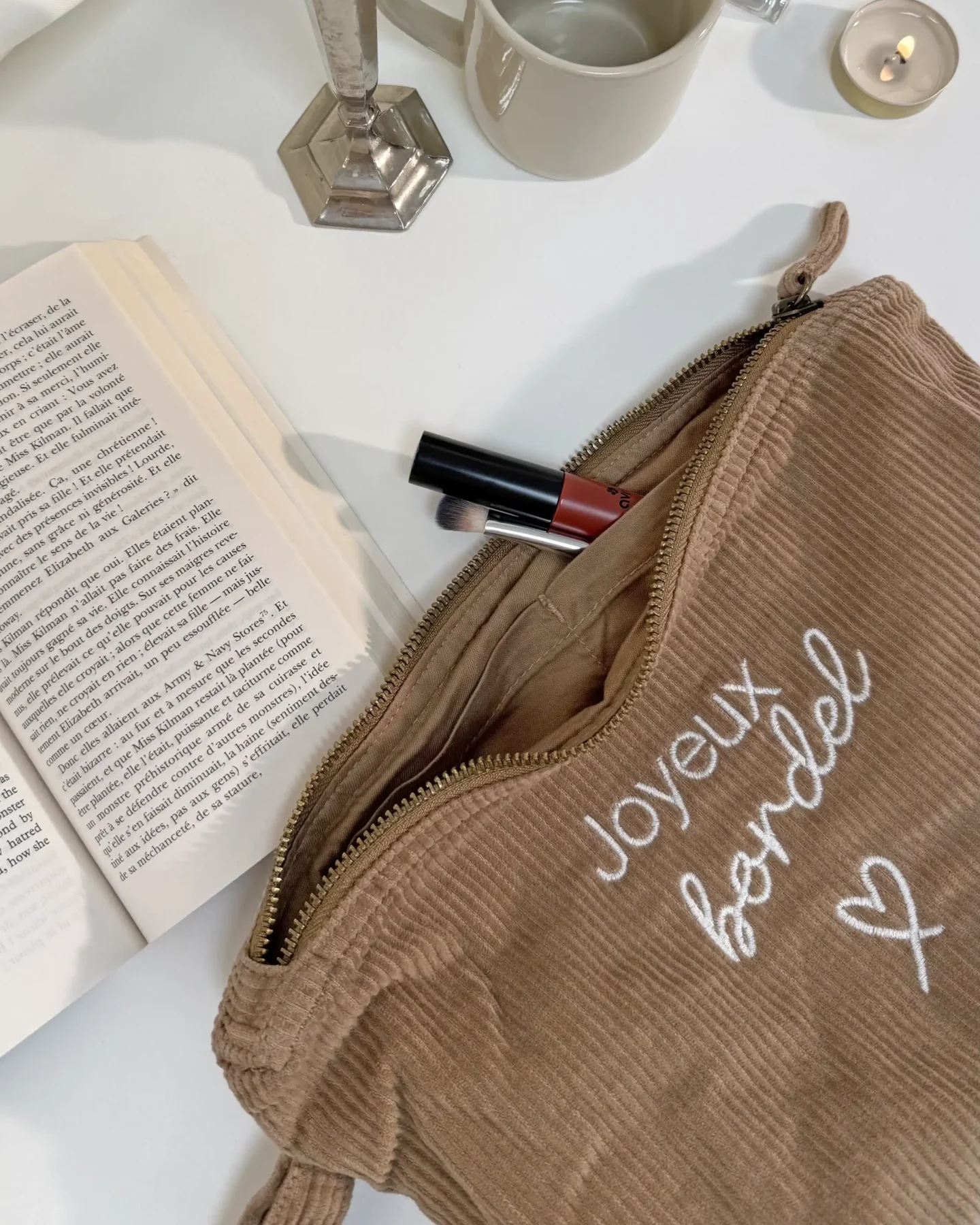 pochette beige velours