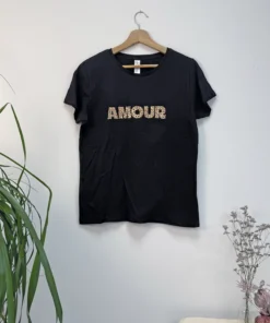 Tee-shirt femme noir - Amour