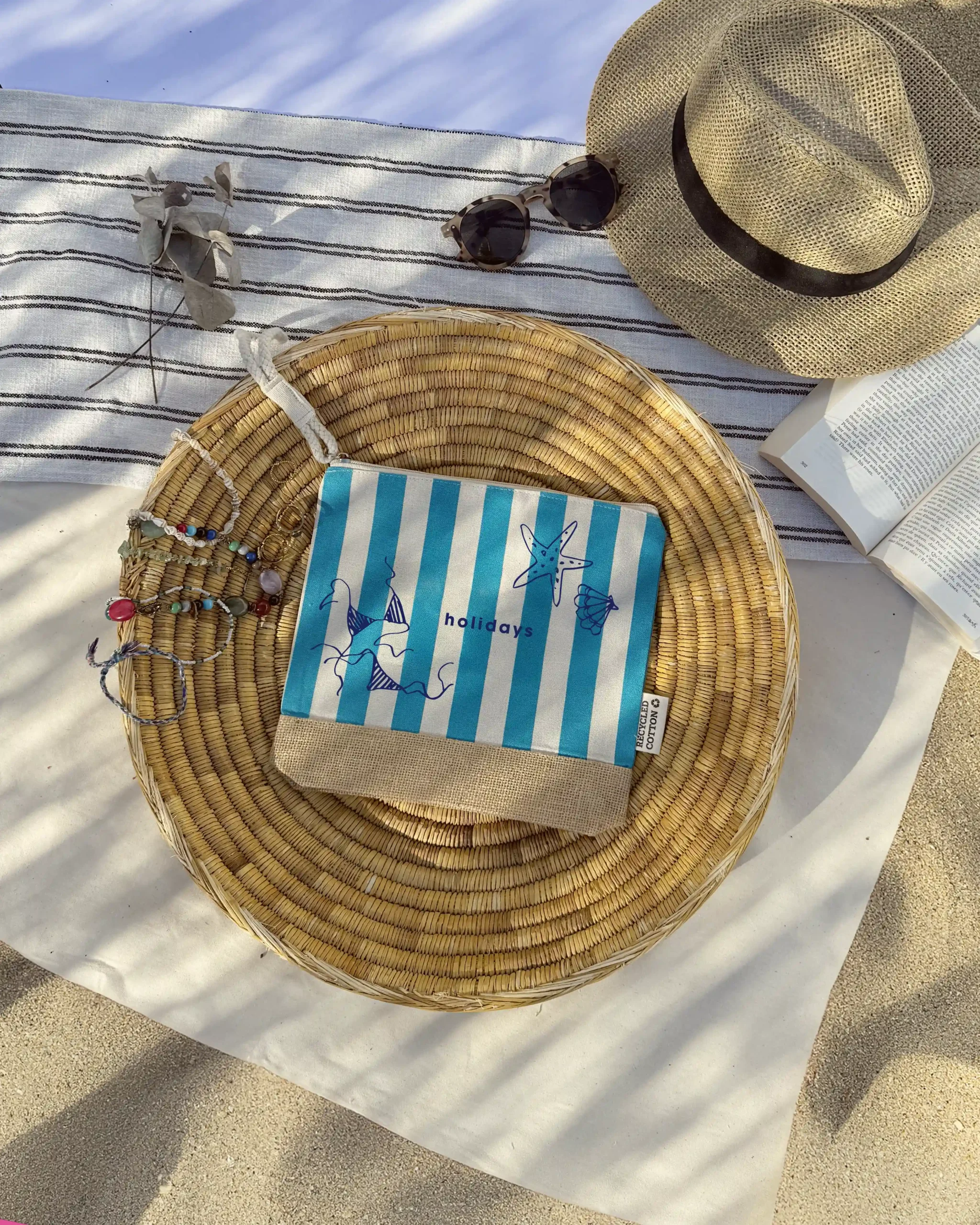 Pochette pop - rayures bleues