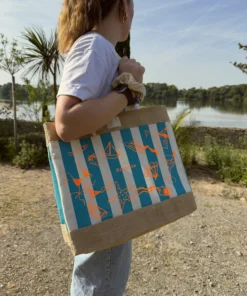 Sac pop - rayures turquoise