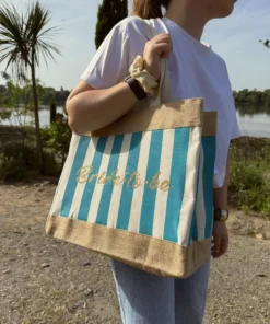 Alternative view of Sac pop - rayures turquoise
