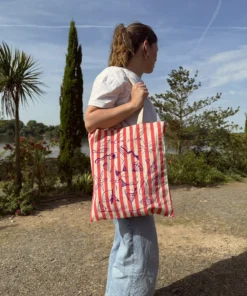 Alternative view of Totebag - rayures rouges