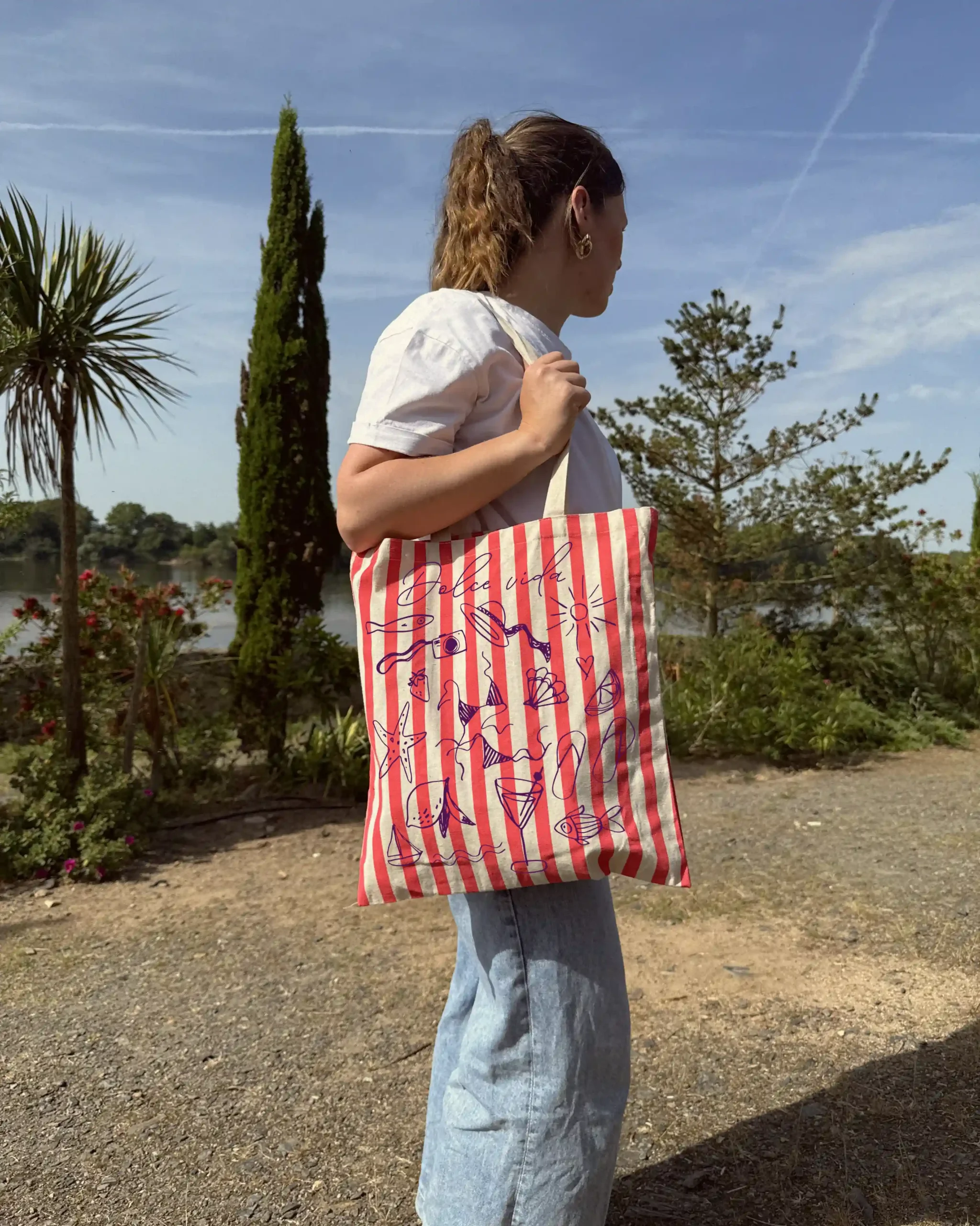 Totebag - rayures rouges – Image 2