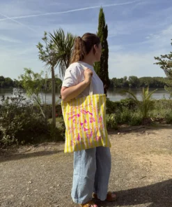 Alternative view of Totebag - rayures jaunes