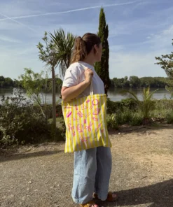 Alternative view of Tote bag à rayures colorées - jaune