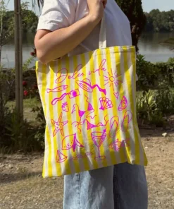 Totebag - rayures jaunes