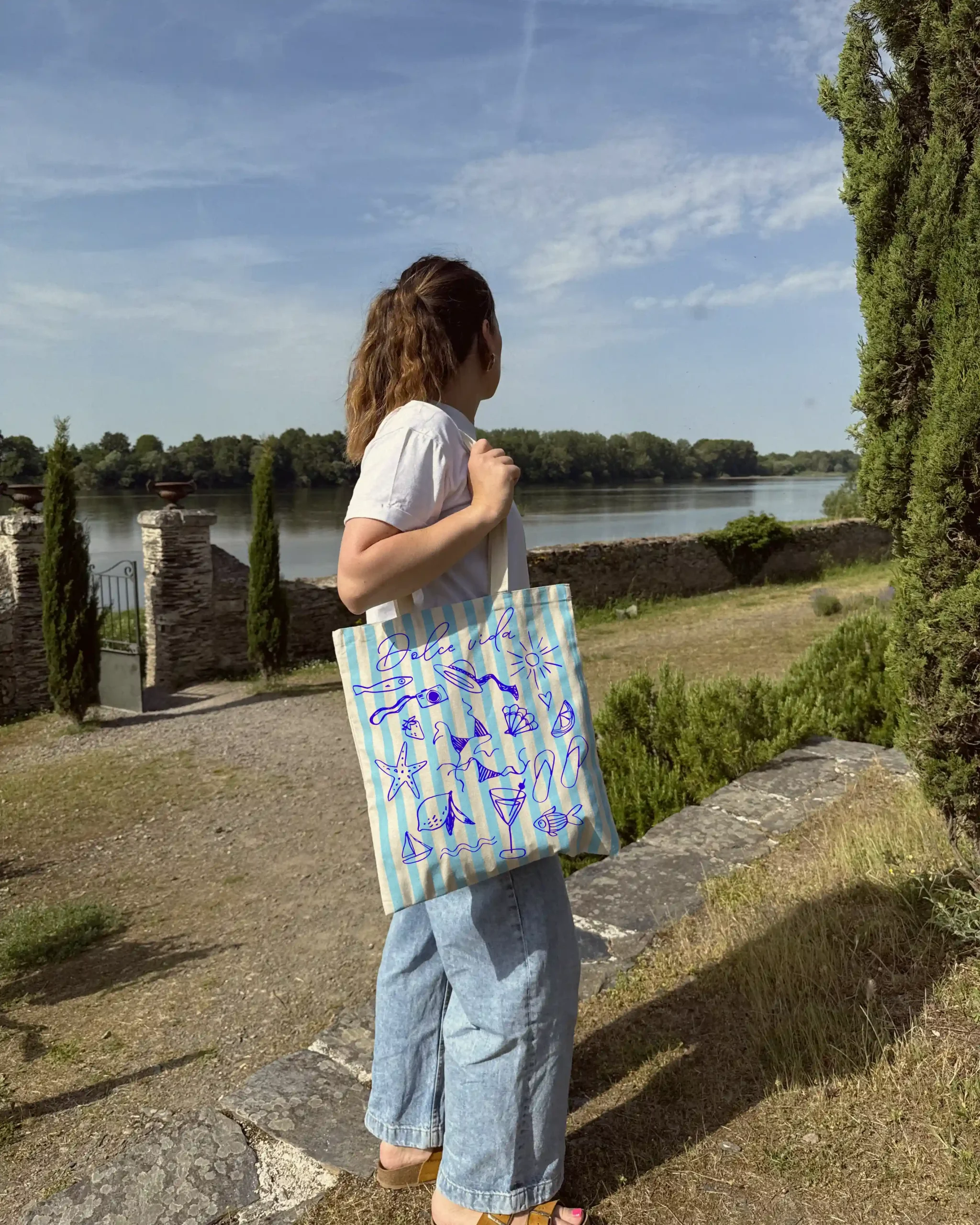 Totebag - rayures bleues – Image 2