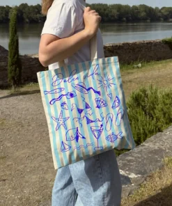 Totebag - rayures bleues